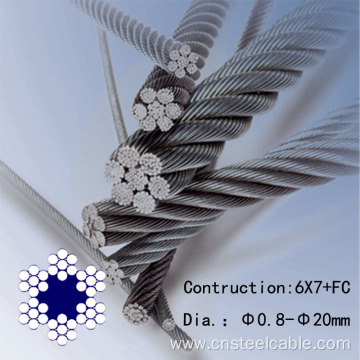 6X7+FC Dia.1.0mm to 10mm Galvanized steel cable